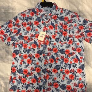 Chaps Performance Men's Blue & Red Tropical Shirt Size Large (L)